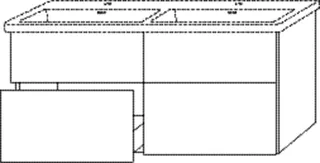 SA Waschtischunterbau mit Auszügen 3way (BS851) 588x1255x462 Weiß-Glanz