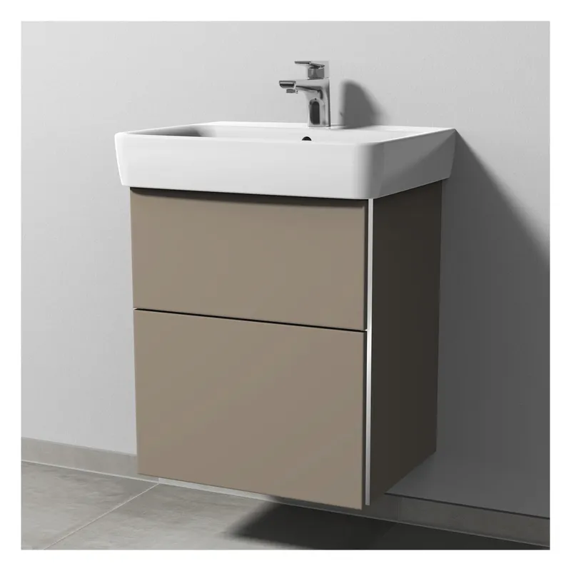 SA Waschtischunterbau mit Auszügen 3way (BS874) 588x490x407 Sandgrau-Matt