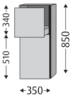 SA Mittelschrank links 3way (SF126) 850x350x345 Sandgrau-Matt – Bild 2