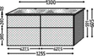SA Set Keramik-Waschtisch 3way (SF328) 591x1255x477 Sandgrau-Matt – Bild 4