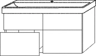 SA Waschtischunterbau mit Auszügen 3way (SF838) 588x1150x447 Weiß-Glanz