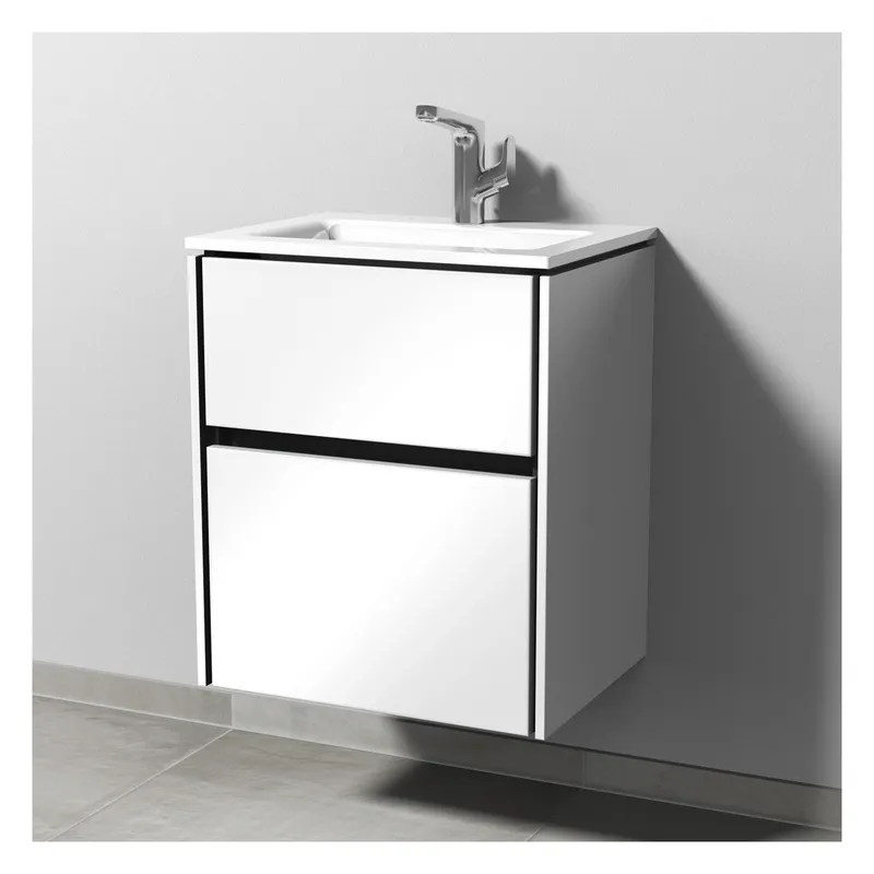 SA Waschtischunterbau mit Auszügen TwigaGlas (SY220) 605x515x395 Weiß-Glanz