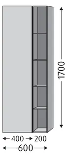 SA Stauraumschrank links 3way (UF180) 1700x600x345 Weiß-Glanz – Bild 2