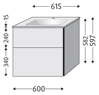 SA Set Glas-Waschtisch 3way (UM201) 582x600x487 Anthrazit-Matt – Bild 2