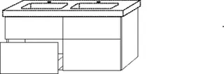 SA Waschtischunterbau mit Auszügen 3way (UM617) 593x1250x447 Eiche-Tabak – Bild 3