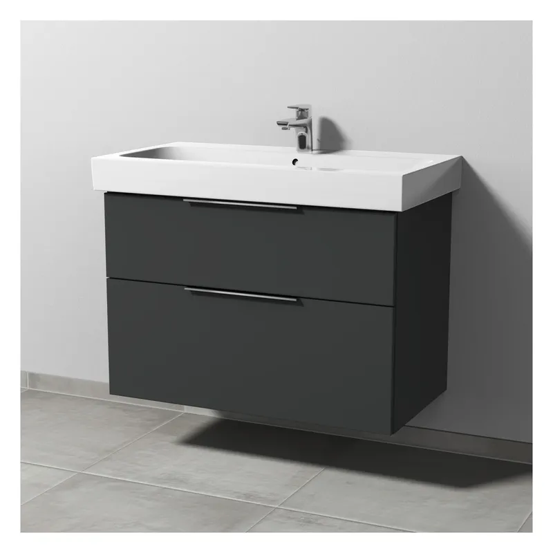 SA Waschtischunterbau mit Auszügen 3way (UM652) 593x850x462 Anthrazit-Matt