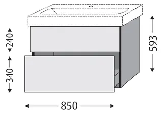 SA Waschtischunterbau mit Auszügen 3way (UM652) 593x850x462 Anthrazit-Matt – Bild 2