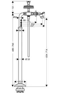 Hansgrohe Zweigriff Wannenarmatur Axor Montreux Fertigset BBR zur Bodenmontage – Bild 3