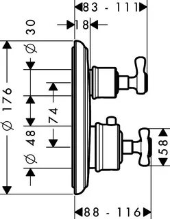 Hansgrohe Thermostat UP Axor Montreux F-Set BBC mit Absperr-u.Umstellventil – Bild 3