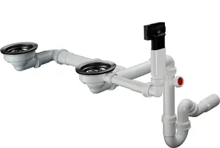 Hansgrohe Manuelle Ab- und Überlaufgarnitur Doppelbecken Granit D17-10 – Bild 2