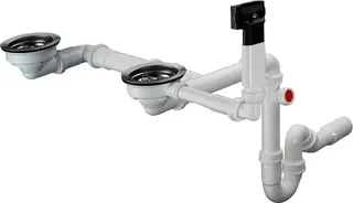 Hansgrohe Manuelle Ab- und Überlaufgarnitur Doppelbecken Granit D17-10 – Bild 3