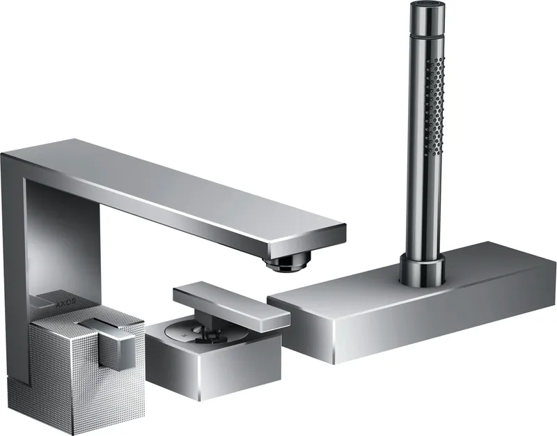 Hansgrohe 3-Loch Wannenmischer Axor Edge F-Set Diamantschliff chrom Wannenrandmontage