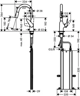Hansgrohe Spültischmischer 180 Focus M42 Ausziehbrause 2jet sBox edelstahl-optik – Bild 5
