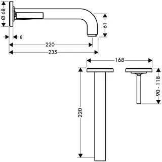 Hansgrohe Waschtischmischer UP Axor Citterio F-Set BSO langer Auslauf ohne Platte – Bild 4
