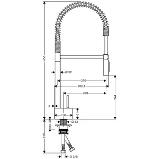 Hansgrohe Spültischmischer Axor Starck Semi-Pro BGO verstellbare Brause Edelstahlfeder – Bild 3