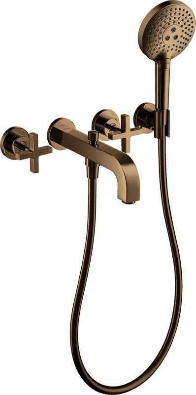 Hansgrohe 3-L.Wannenarmatur Axor Citterio F-Set Wand PRG Kreuzgriff/Handbr.ohne Platte