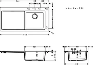 Hansgrohe Einbauspüle 450 mit Abtropffläche S514-F450 betongrau – Bild 4