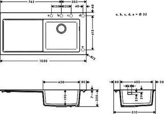 Hansgrohe Einbauspüle 450 mit Abtropffläche S514-F450 betongrau – Bild 5