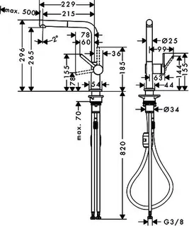 Hansgrohe Spültischmischer 270 Talis M54 Ausziehauslauf 1jet mattschwarz – Bild 5