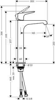 Hansgrohe Waschtischmischer 250 Axor Citterio E Highriser ohne Zugstange Hebelgr.chrom – Bild 3