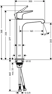 Hansgrohe Waschtischmischer 250 Axor Citterio E Highriser ohne Zugstange Hebelgr.MSW – Bild 3