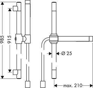 Hansgrohe Brausenset Axor Starck 900mm PBC mit Schlauch 1600mm und Handbrause – Bild 3