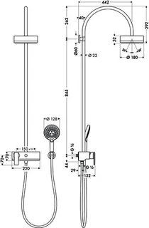 Hansgrohe Showerpipe Axor Citterio BSO mit Brausenmischer Aufputz – Bild 3