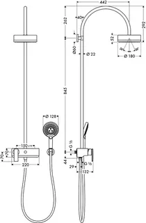 Hansgrohe Showerpipe Axor Citterio BSO mit Brausenmischer Aufputz – Bild 4