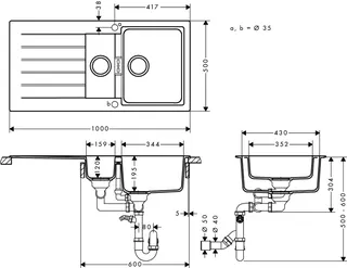 Hansgrohe S520-F530 Spüle aut. ALG D-150 steingrau – Bild 3