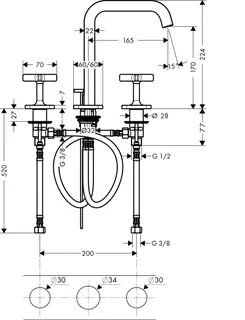 Hansgrohe 3-Loch Waschtischarmatur Axor Citterio E Standmodell chrom – Bild 3