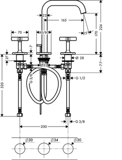 Hansgrohe 3-Loch Waschtischarmatur Axor Citterio E Standmodell mattschwarz – Bild 4