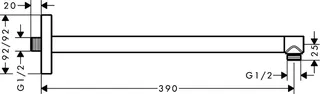 Hansgrohe Brausearm DN15 390mm softsquare Axor BBC – Bild 5