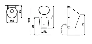 Laufen wasserloses Urinal LEMA 420x350x730 ohne Steuerung weiß – Bild 2