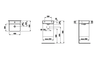 Laufen HWB VAL 420x450x155 1 Hahnloch mit Überlauf weiß matt – Bild 2