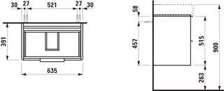 Laufen WTU BASE 391x635x515 2 Schubl m.Griff f.WT H810284 ulme dunkel – Bild 2