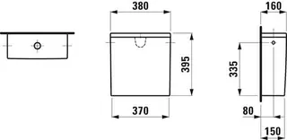 Spülkasten K-LAUFEN 160x380x395 Wasserans seitlich schwarz glz – Bild 2