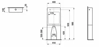 Laufen bodenst. SPK UNIVERSAL 140x410x980 2tlg Wasseranschluss hinten weiß – Bild 2