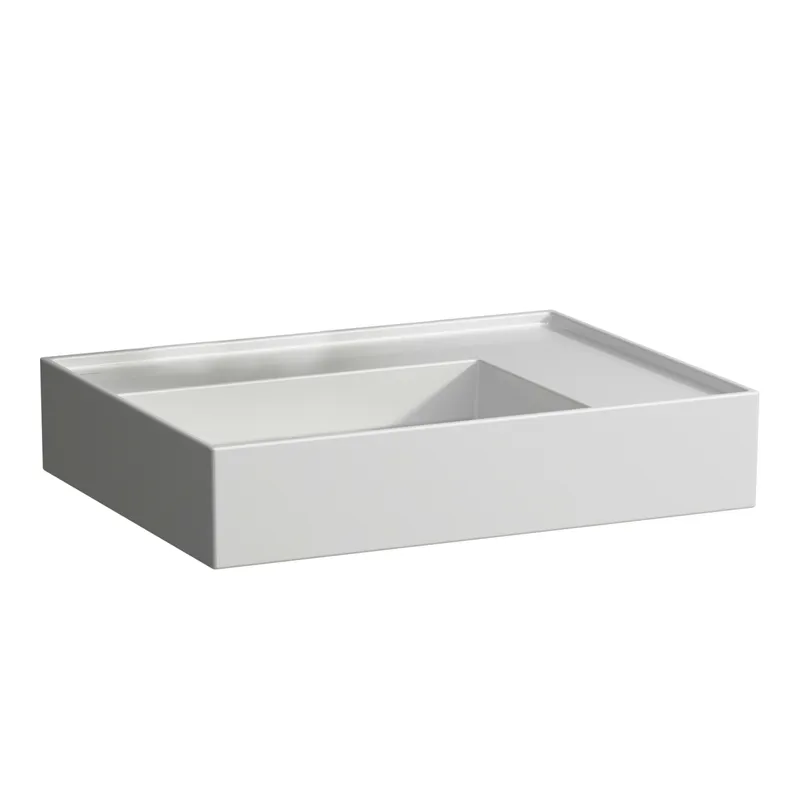 Aufsatz-Waschtisch K-LAUFEN 460x600x150 ohne Hahnloch ohne Überlauf versteckter Abl. Ablg. rechts LCC we