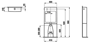 Laufen bodenst. SPK UNIVERSAL 140x410x980 2tlg Wasseranschluss hinten weiß matt – Bild 2