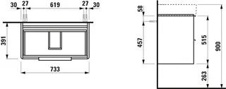 Laufen WTU BASE 391x733x515 2 Schubl m.Griff f.WT H810285 verkehrsgrau – Bild 2