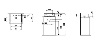 Aufsatz-HWB K-LAUFEN 340x450x140 1 Hahnloch mit Überlauf Standardablauf LCC weiß – Bild 3