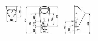 Laufen Absaugeurinal CAPRINO PLUS spülrandlo s 350x320x645 m.Strg Batt. m.Bluetoot we – Bild 2