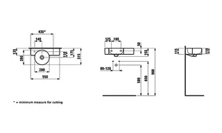 Laufen HWB VAL 315x550x155 ohne Hahnloch mit Überlauf Ablg. rechts weiß – Bild 2