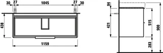 Laufen WTU BASE 515x1160x438 2 Schubl m.Griff f.WT H814965 ulme hell – Bild 3
