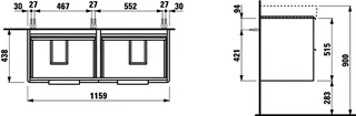 Laufen WTU BASE 438x1159x515 4 Schubl m.Griff f.WT H814966 weiß matt – Bild 2