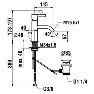 Waschtisch-Mischer K-LAUFEN Auslauf 115 mm mit Ablaufventil chrom – Bild 2