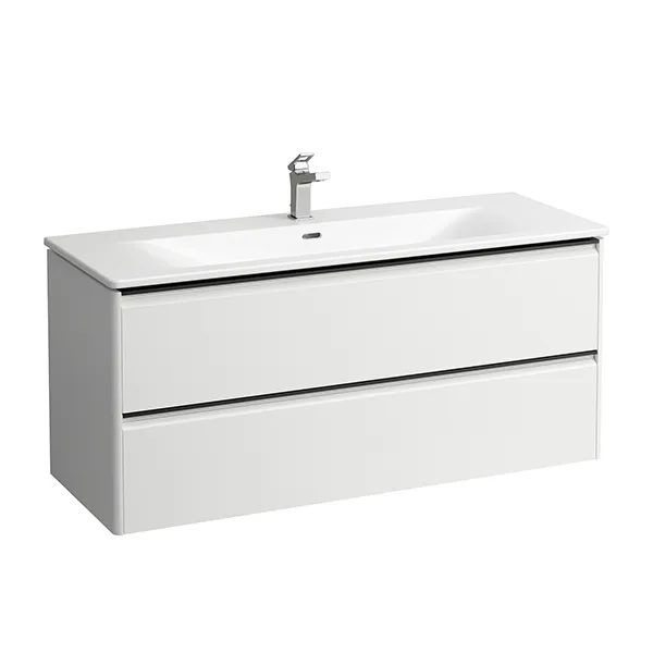 Laufen WT+WTU PALACE SET 450x1200x545 1 Hahnloch mit Überlauf 2Schubl m.Griff schw we/weiß matt