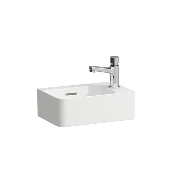 Laufen HWB VAL 220x340x135 asymmetrisch 1 Hahnloch rechts mit Überlauf weiß matt
