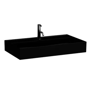 Waschtisch K-LAUFEN 460x800x145 1 Hahnloch mit Überlauf Standardablauf schwarz matt