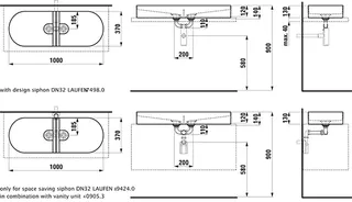 Laufen DWT-Schale SONAR 370x1000x140 ohne Hahnloch ohne Überlauf weiß – Bild 2
